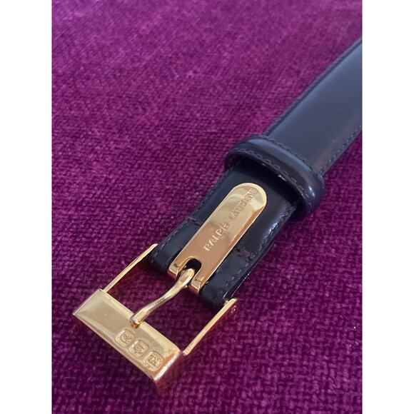 Ralph Lauren Accessories - RALPH LAUREN Navy Blue Leather Belt w Heavy Gold Hardware Buckle Medium M Womens